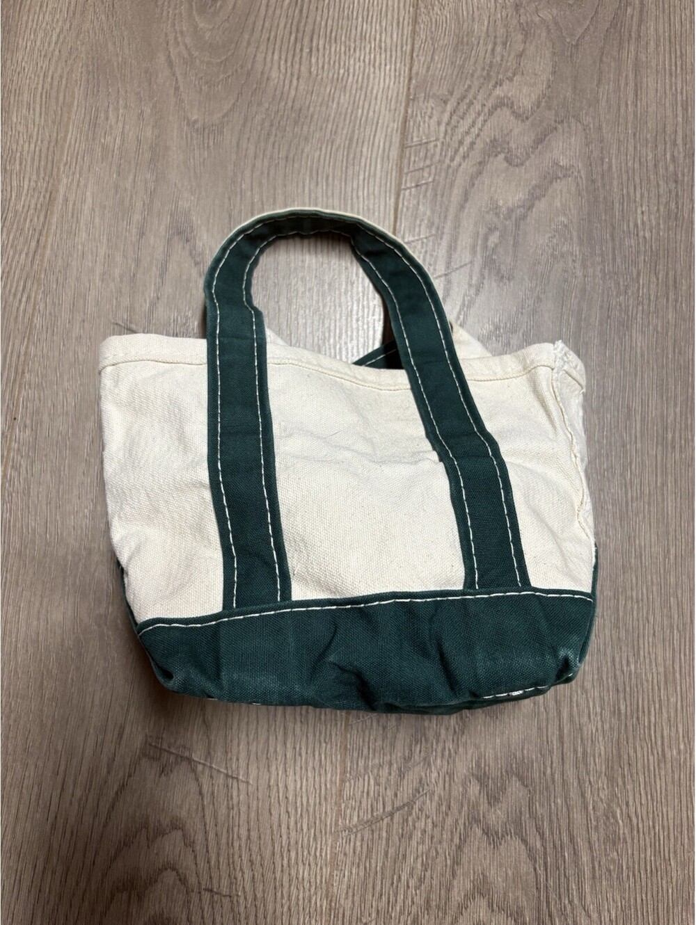 Vintage LL Bean Mini Boat and Tote Canvas Bag Green Made in USA Small Handbag